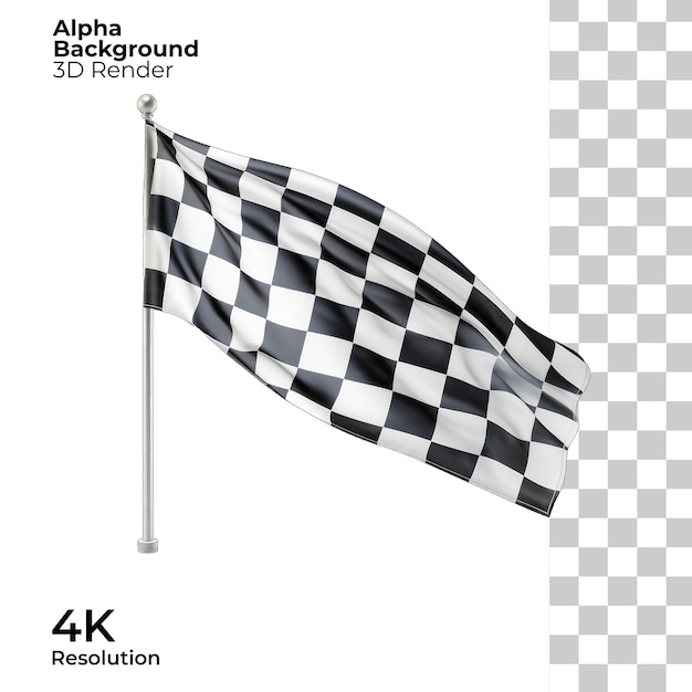 PSD checkered race finish flag on white background