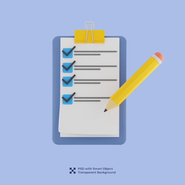 PSD checklist 3d illustration