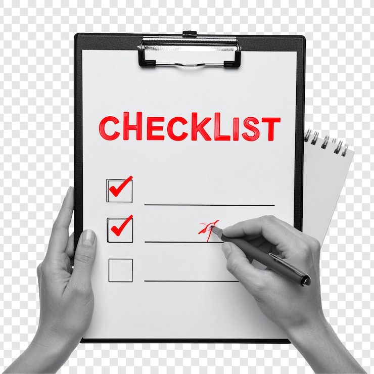PSD checklist hands holding clipboard with red marks