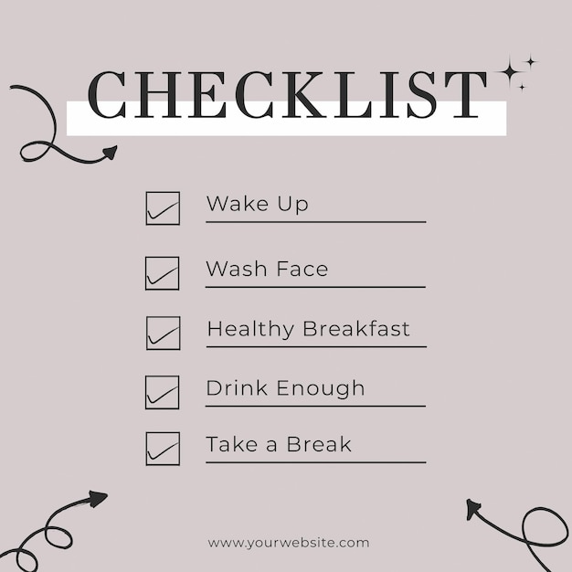 PSD checklist instagram post square template psd design social media post checklist