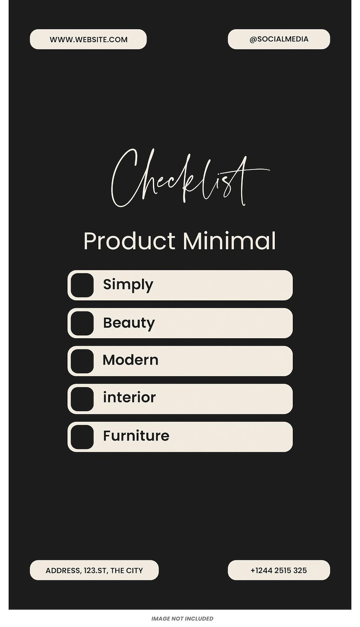 PSD checklist modern interior with minimalist furniture instagram stories template psd design