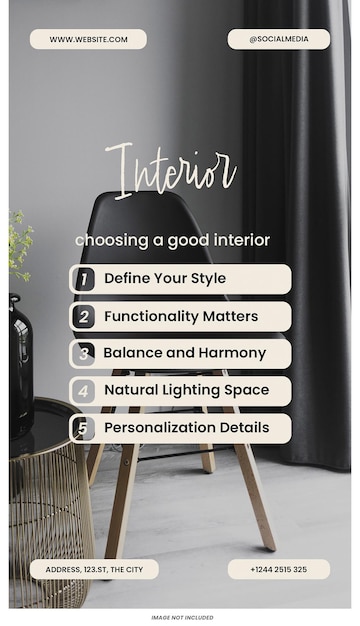 checklist modern interior with minimalist furniture instagram stories template psd design