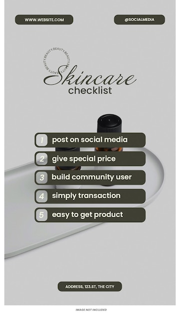checklist skincare branding instagram stories template psd design