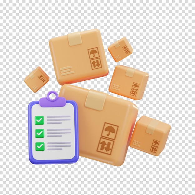 checklist with delivery package icon 3d rendering vector illustraion