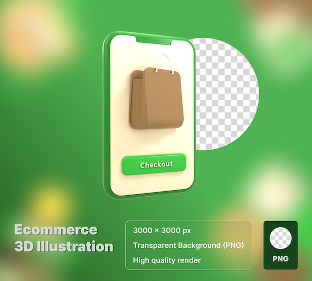 PSD checkout 3d illustration with high quality render
