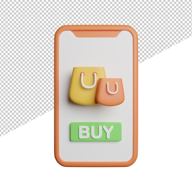 Checkout Shopping App widok z przodu 3d renderowania ikona ilustracja na przezroczystym tle