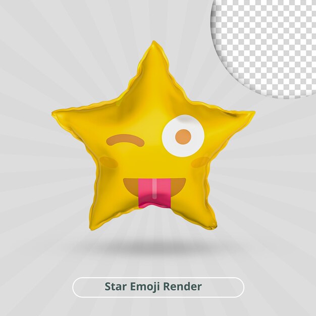 Cheeky emoji star 3d render