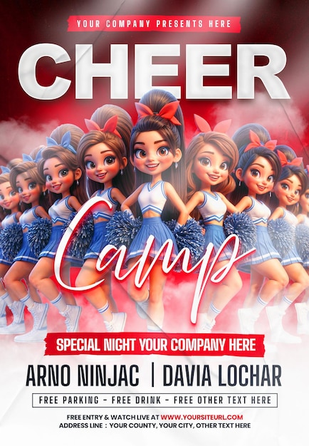 PSD cheer camp flyer psd sjabloon