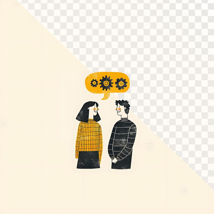 PSD cheerful conversation between two people