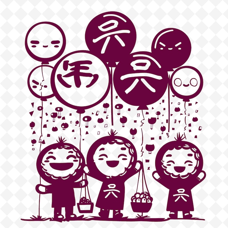 PSD cheerful mooncake parade with caricature design parade of mo png inspired lunar icon designs
