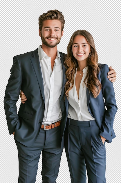 Cheerful young loving couple showing thumbs up