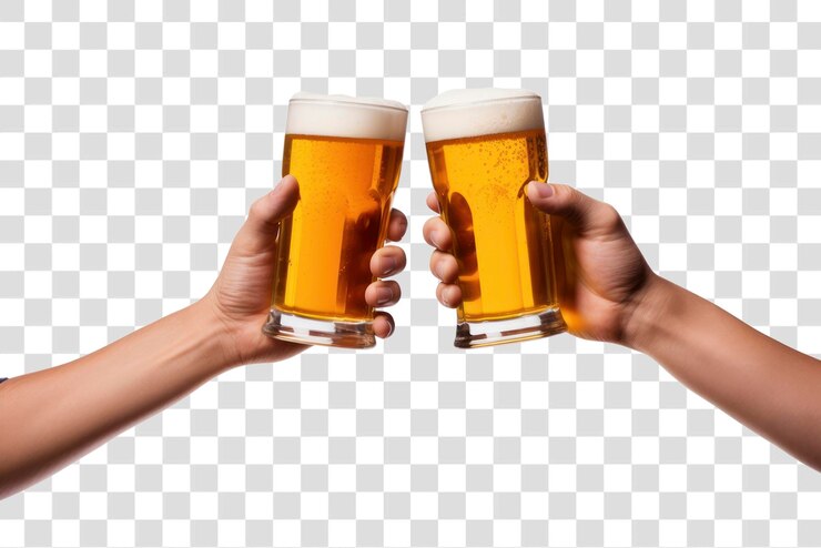 PSD cheers with beer glasses