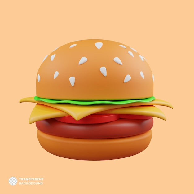 PSD cheese burger icona isolata 3d render ilustration