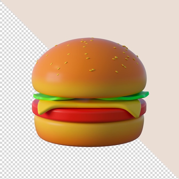 Bistecca di hamburger al formaggio rendering 3d icona dei cartoni animati illustrazione cibo oggetto icona concetto isolato