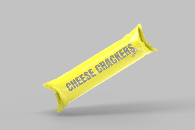 PSD rendering 3d di mockup di imballaggio di formaggio cracker