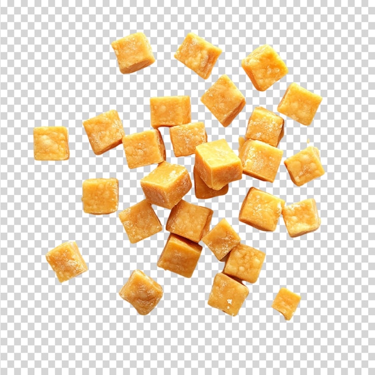 PSD 透明背景上孤立的奶酪立方体
