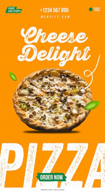Cheese Delight Pizza Temat Instagram Stories Szablon Psd Projekt Mediów Społecznościowych Banner Typografia żywności