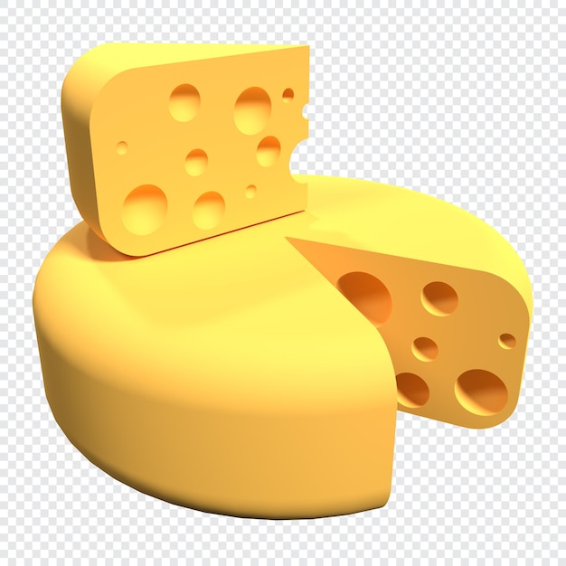 Cheese icon 3D render of a cheese Cheese concept 3D rendering