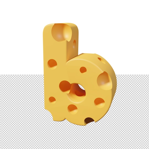 Lettere di formaggio b rendering di caratteri 3d