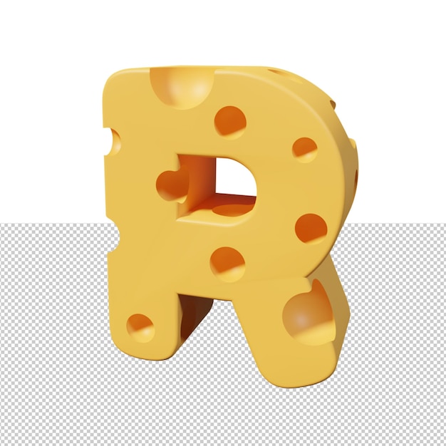 Cheese letters r 3d lettertype render