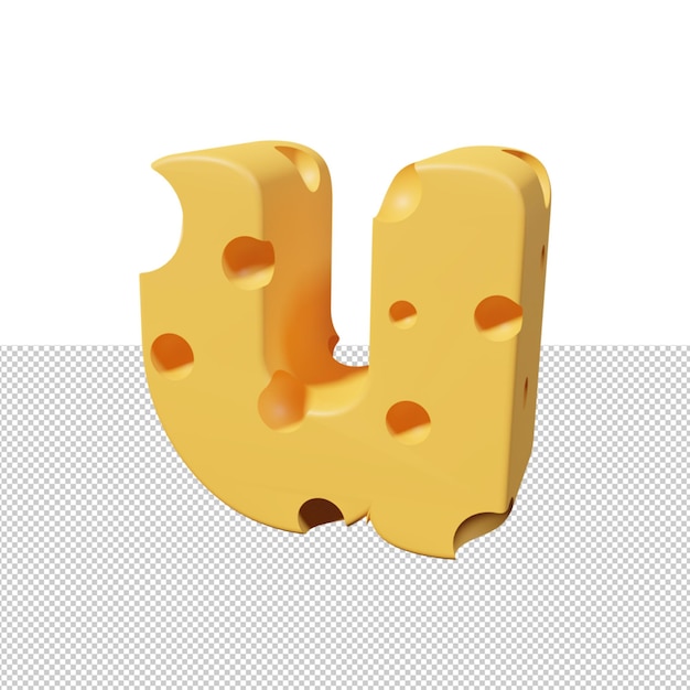 PSD cheese letters u 3d font render