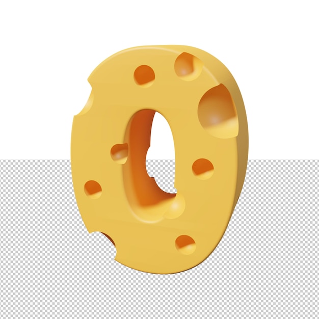 Formaggio numero 0 rendering di carattere 3d