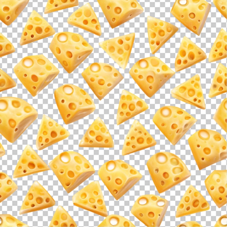 PSD cheese pattern isolated on transparent background
