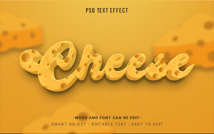 PSD cheese realistic 3d psd text effect