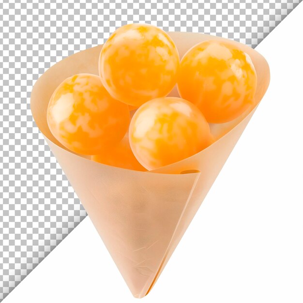 Cheese spheres on transparent detailing