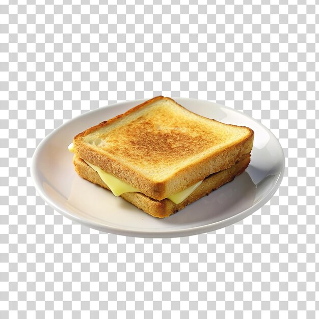 PSD cheese toasted sandwich on plate on transparent background