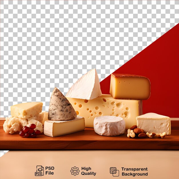 PSD formaggio su una tavola di legno isolato su uno sfondo trasparente include file png