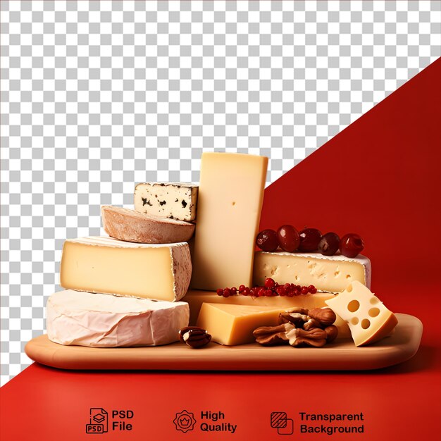 Cheese on a wooden board isolated on transparent background include png file