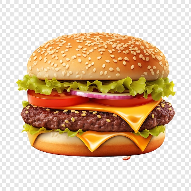 PSD cheeseburger isolated on transparent background