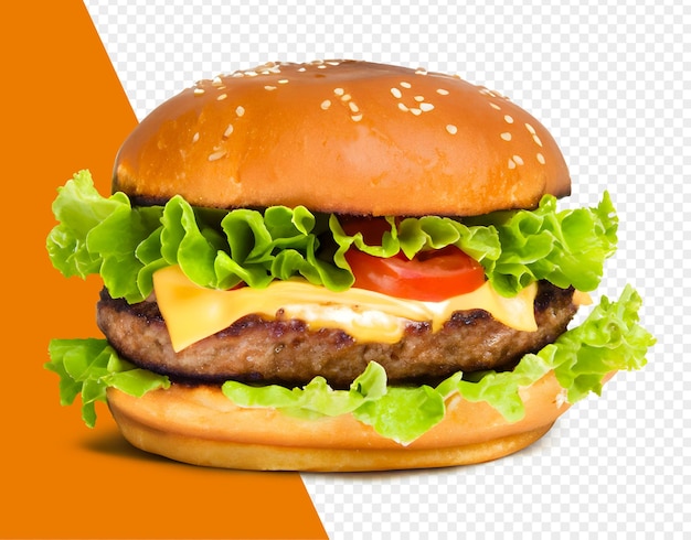 PSD cheeseburger isolated on transparent background