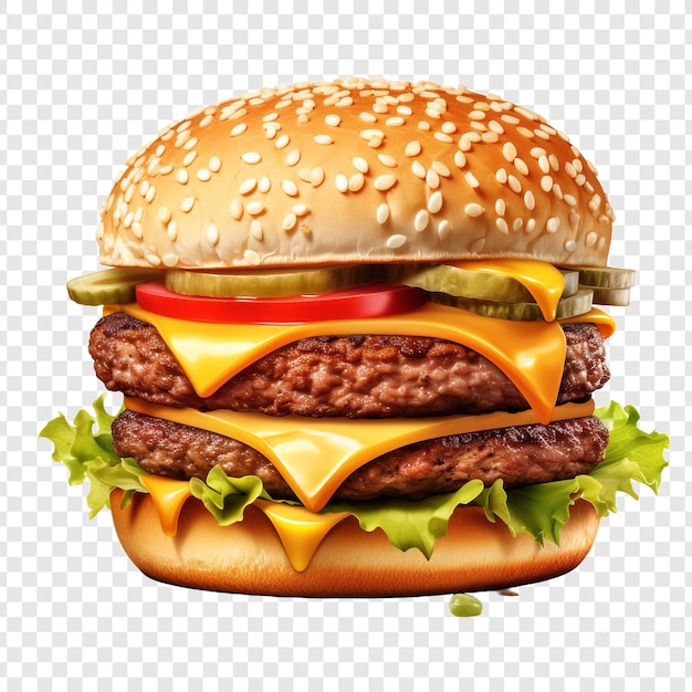 PSD cheeseburger izolowany na przezroczystym tle