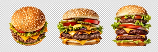 Cheeseburger transparent background isolated image generative AI