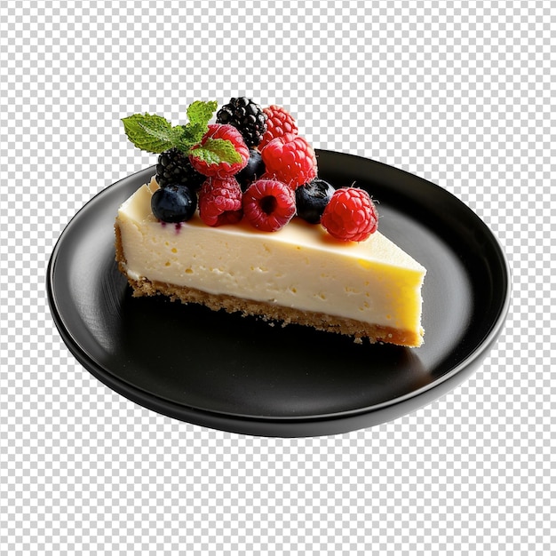 PSD a cheesecake with berries and berries on a plate