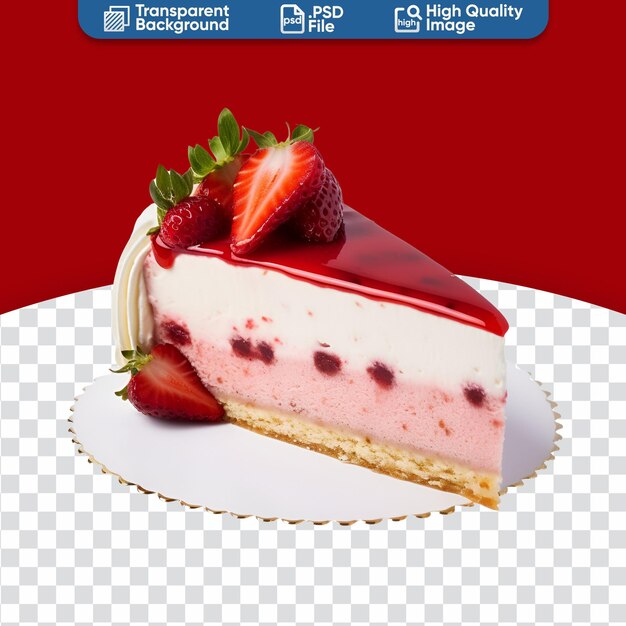 PSD 新鮮なイチゴとクリーミーなケーキのスライスでチーズケーキ