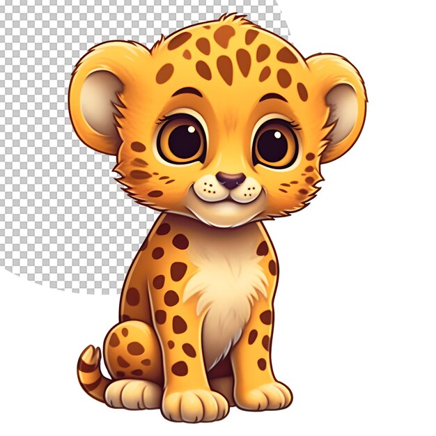 Cheetah baby toddler illustration on transparent background