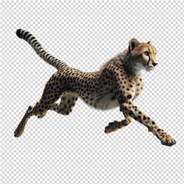 PSD a cheetah is running on a transparent background