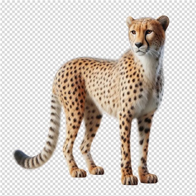 PSD a cheetah is standing on a white background