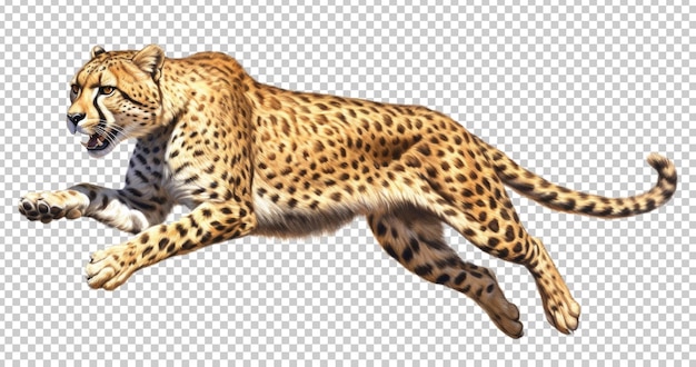 PSD cheetah running isolated on transparent background