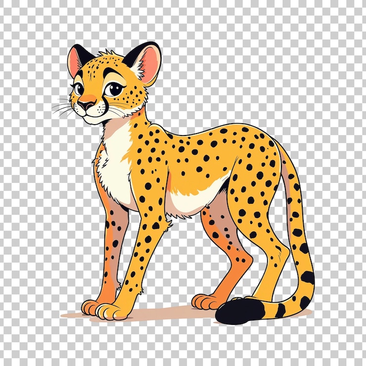 PSD cheetah surprise illustration on transparent background