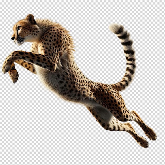 PSD a cheetah that is jumping on a sheet of paper