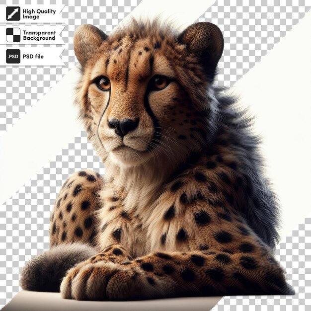 PSD a cheetah that is on a table