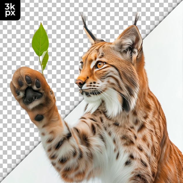 PSD a cheetah with a green leaf in the corner