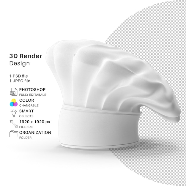 Chef hat 3d modeling psd file realistic chef hat