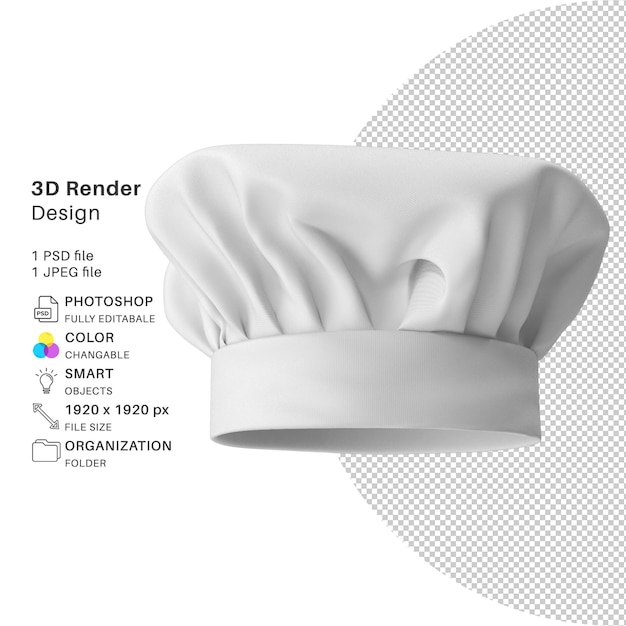 Chef hat 3d modeling psd file realistic chef hat