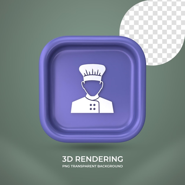 PSD chef icon 3d rendering isolated transparent background