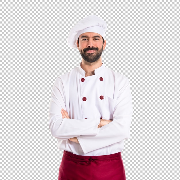 Chef with his arms crossed over white background